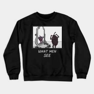 What Men See – Body image illustrated with prune and plum cartoons Crewneck Sweatshirt